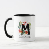 Christmas Berry Wreath Monogram Letter M Tasse (Links)