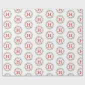 Christmas Berry Wreath Monogram Pattern Geschenkpapier (Flach)