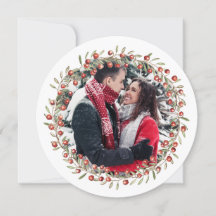 Christmas Berry Wreath | Round Card