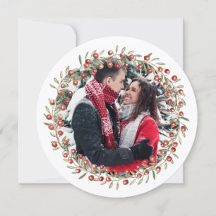 Christmas Berry Wreath   Round Card Feiertagskarte