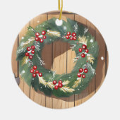 Christmas Berry Wreath | Wasserfarbe Rustikale Mer Keramik Ornament (Vorne)