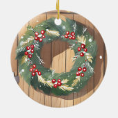 Christmas Berry Wreath | Wasserfarbe Rustikale Mer Keramik Ornament (Hinten)