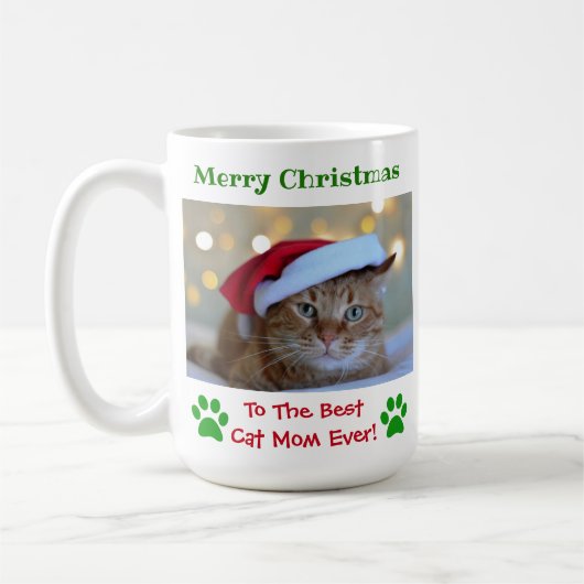 Christmas Best Cat Mom Ever Pet Foto Kaffeetasse (Links)