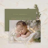 Christmas Best Gift Calligraphy Green Baby Foto Ankündigung