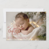 Christmas Best Gift Calligraphy Modern Baby Foto Ankündigung (Vorderseite)
