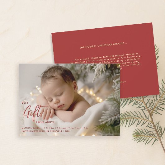Christmas Best Gift Calligraphy Modern Baby Foto Ankündigung