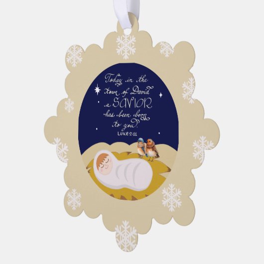 Christmas Bible Verse Luke Modern Script Custom Ornament Karte (Linke Ecke)