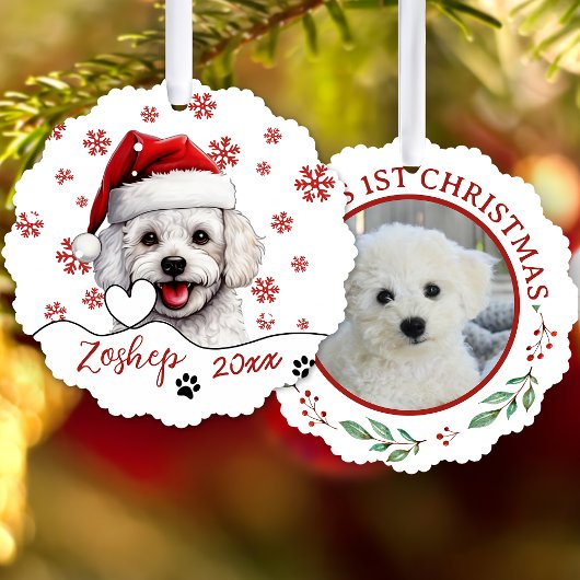 Christmas Bichon Frise Dog Personalisiert Ornament Karte
