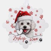 Christmas Bichon Frise Dog Personalisiert Ornament Karte (Vorderseite)