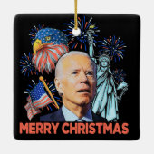 Christmas Biden Funny Joe Biden Konfuse Xmas Keramikornament (Rückseite)