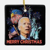 Christmas Biden Funny Joe Biden Konfuse Xmas Keramikornament (Vorderseite)