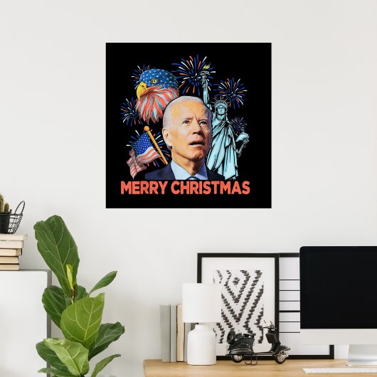 Christmas Biden Funny Joe Biden Konfuse Xmas Poster (Heimbüro)