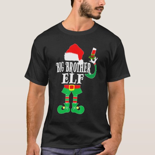 Christmas Big Brother ELF Xmas Pajama Matching Fam T-Shirt (Vorderseite)