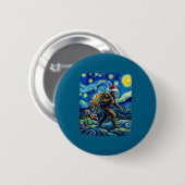 Christmas Bigfoot Santa Hat Van Gogh Starry Night  Button (Vorne & Hinten)