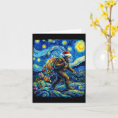 Christmas Bigfoot Santa Hat Van Gogh Starry Night  Karte (Gelbe Blume)