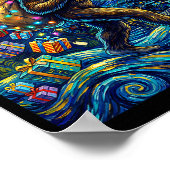 Christmas Bigfoot Santa Hat Van Gogh Walking In St Poster (Ecke)