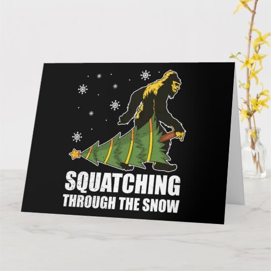 Christmas Bigfoot Squatching Through The Snow Karte (Gelbe Blume)