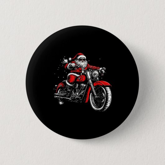 Christmas Biker Santa Claus Funny Motorcycle Motor Button (Vorderseite)