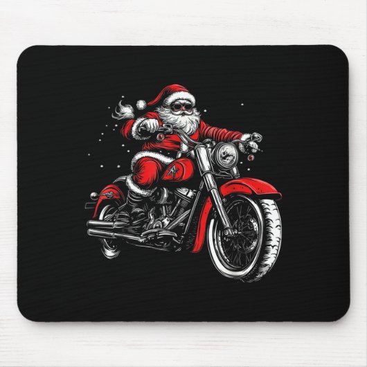 Christmas Biker Santa Claus Funny Motorcycle Motor Mousepad (Vorne)