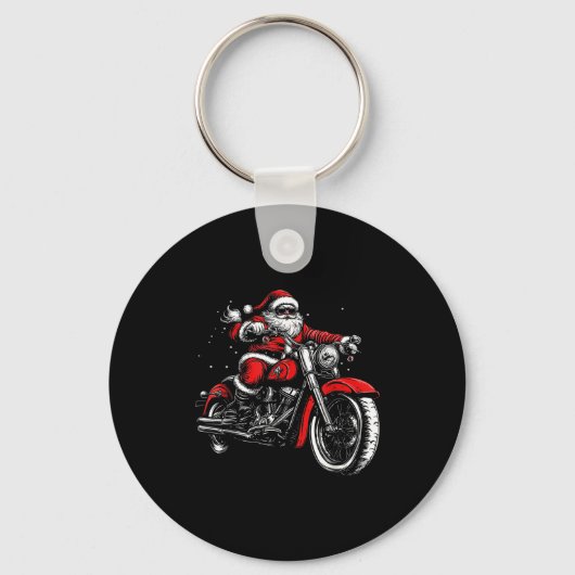 Christmas Biker Santa Claus Funny Motorcycle Motor Schlüsselanhänger (Vorderseite)