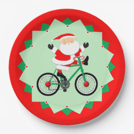 Christmas Biking Holiday Cycling Party Pappteller