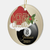 Christmas Billiard Aight Ball Keramik Ornament (Links)