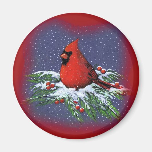 CHRISTMAS BIRD: KARDINAL: ART MAGNET (Vorne)