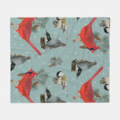 Christmas Bird Kardinal Nuthatch Chickadee Snow Fleecedecke (Vorderseite (Horizontal))