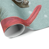 Christmas Bird Kardinal Nuthatch Chickadee Snow Geschenkpapier (Rolleneckpunkt)