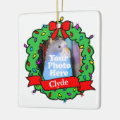 Christmas Bird Photo Wreath Keramikornament (Links)
