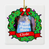 Christmas Bird Photo Wreath Keramikornament (Rückseite)