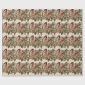 Christmas Bird Songbird Holly Snow Geschenkpapier (Flach)