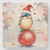 Christmas Bird Stone Untersetzer (Vorderseite)