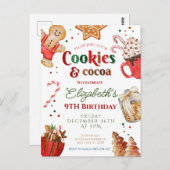 Christmas birthday cookies and cocoa Festive Postkarte (Vorne/Hinten)