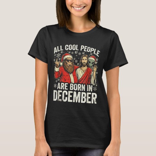 Christmas Birthday Humor Funny Jesus Born In Decem T-Shirt (Vorderseite)