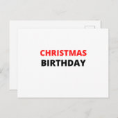 CHRISTMAS BIRTHDAY POSTKARTE (Vorne/Hinten)