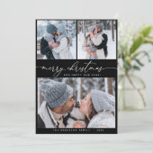 Christmas Black 3 Collage Multi Foto Urlaubskarte Einladung (Stehend Vorderseite)