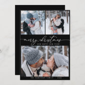 Christmas Black 3 Collage Multi Foto Urlaubskarte Einladung (Vorne/Hinten)