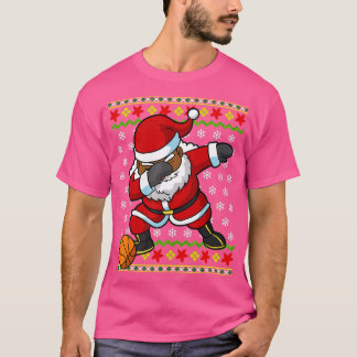 Christmas Black American Santa Claus Baske T-Shirt