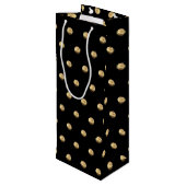 Christmas Black and Gold Polka Dots Muster Geschenktüte Für Weinflaschen (Rückseite Schrägansicht)