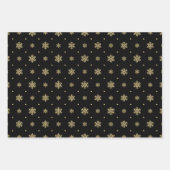 Christmas Black And Gold Snowflake Holly Pattern Geschenkpapier Set (Vorderseite 3)