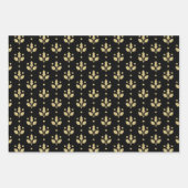 Christmas Black And Gold Snowflake Holly Pattern Geschenkpapier Set (Vorderseite 2)