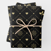 Christmas Black And Gold Snowflake Holly Pattern Geschenkpapier Set (Beispiel)