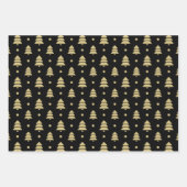 Christmas Black And Gold Snowflake Tree Pattern Geschenkpapier Set (Vorderseite 3)