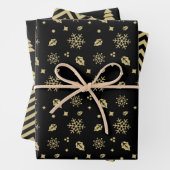 Christmas Black And Gold Snowflake Tree Pattern Geschenkpapier Set (Beispiel)