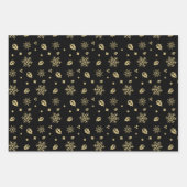 Christmas Black And Gold Snowflake Tree Pattern Geschenkpapier Set (Vorderseite)