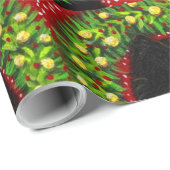 Christmas Black Cat Art Malerei Geschenkpapier (Rolleneckpunkt)