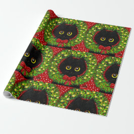 Christmas Black Cat Art Malerei Geschenkpapier