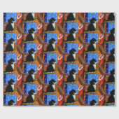 Christmas Black Cat Art Painting Geschenkpapier (Flach)