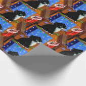 Christmas Black Cat Art Painting Geschenkpapier (Ecke)